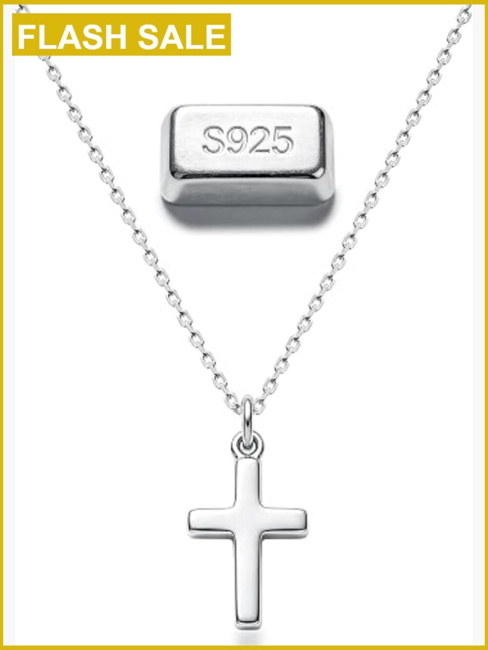 Dainty S925 Sterling Silver Tiny Cross Pendant Necklace for Women